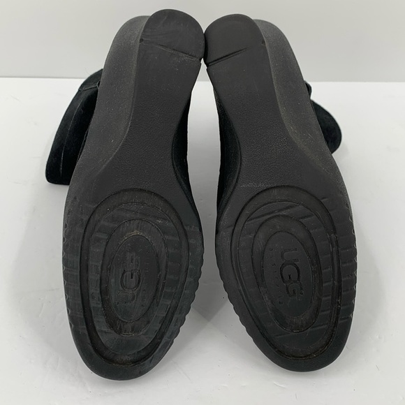 UGG Gissella black suede wedge ankle boots shoe shearling lined leather women 8 - Picture 6 of 7